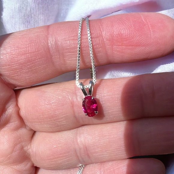 Handcrafted Ruby Pendant Sterling Silver 925 , July Birthstone, 40th Anniversary - Picture 7 of 9
